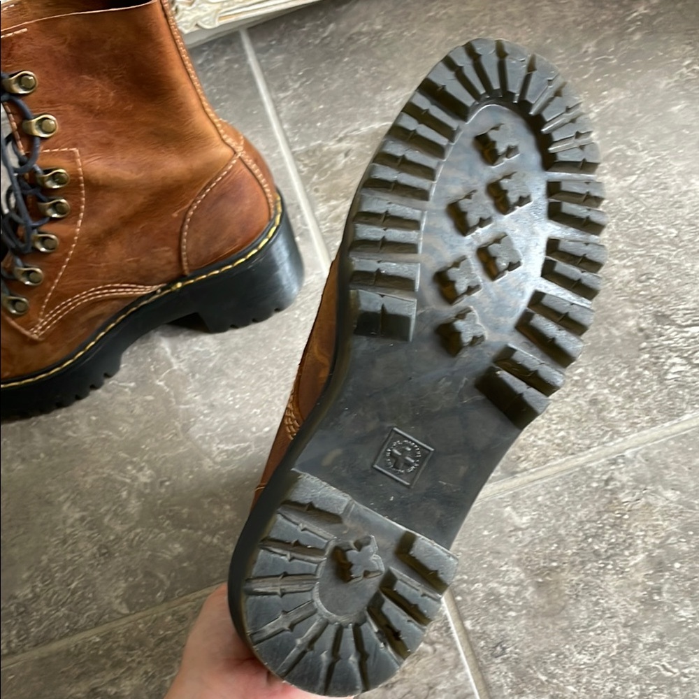 Dr. Martens Brown Leather Leona Boots - Picture 7 of 8